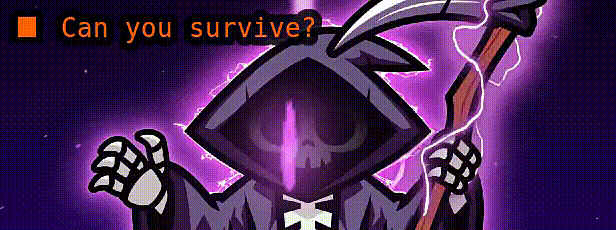 an animated gif showing grim reaper fate in the social deduction game spooky night striking with his purple thunder